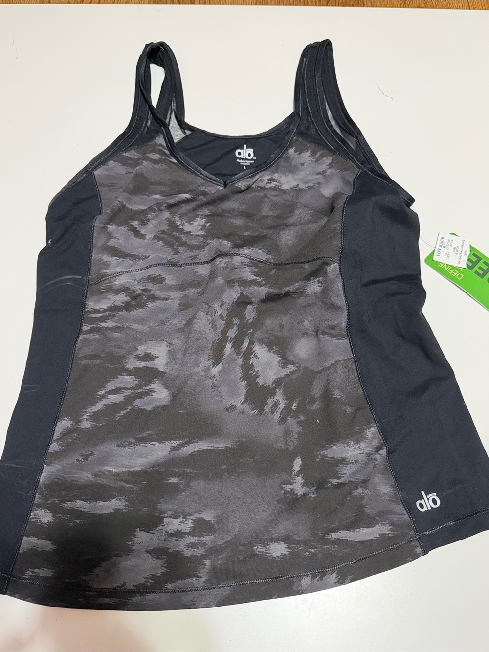 ALO Yoga Black and Gray Marble Athletic Tank